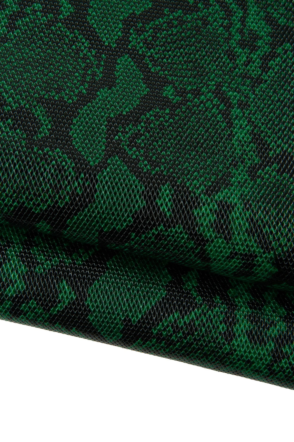 Dark Green PYTHON leather hide, REPTILE pattern on glossy embossed calfskin, snakskin textured soft cowhide B18698-ST La Garzarara