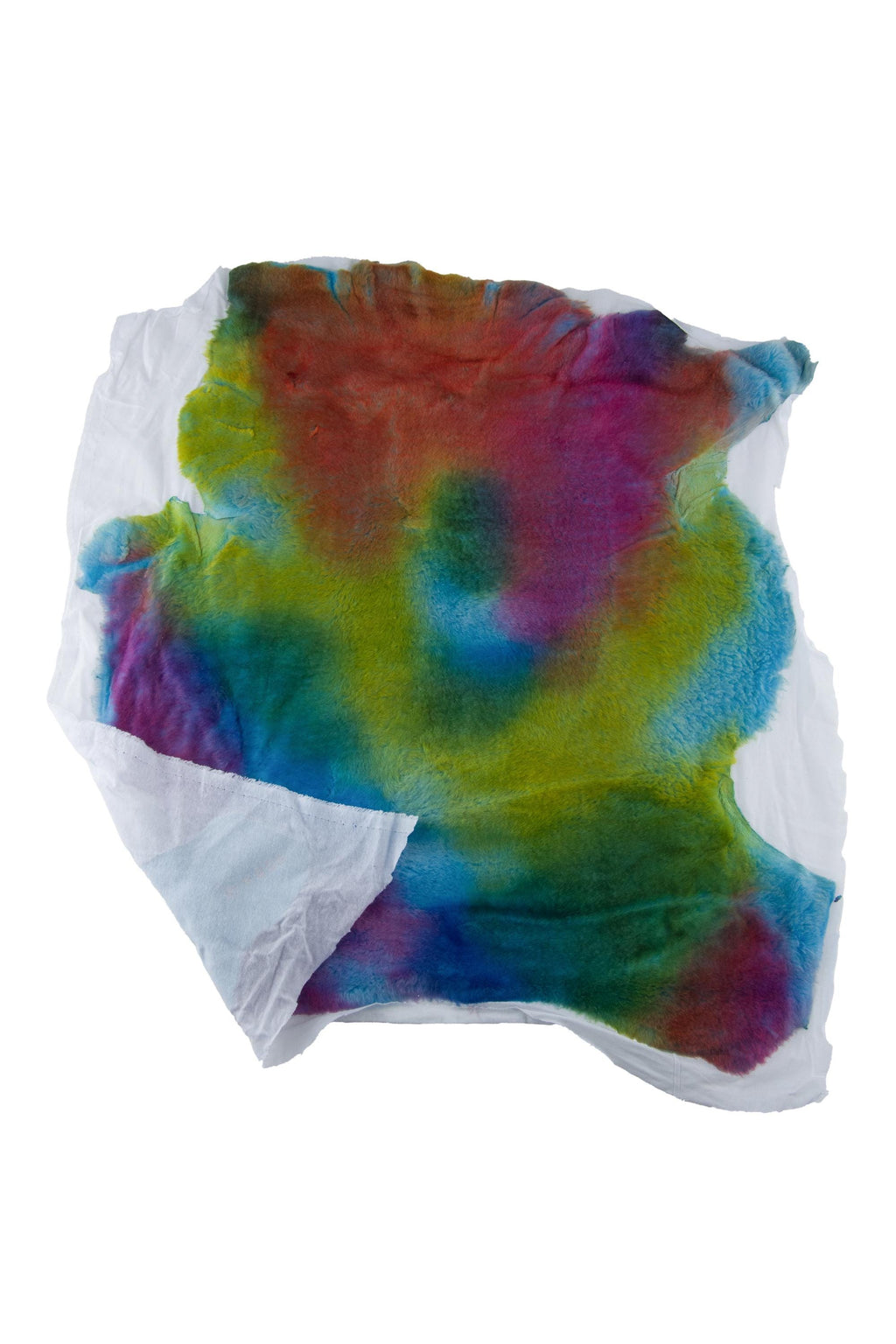 Rainbow Shearling Leather skin, Genuine Sheepskin with Wool, Backed hide with Fabric, Italian Lambskin B19368-MNT