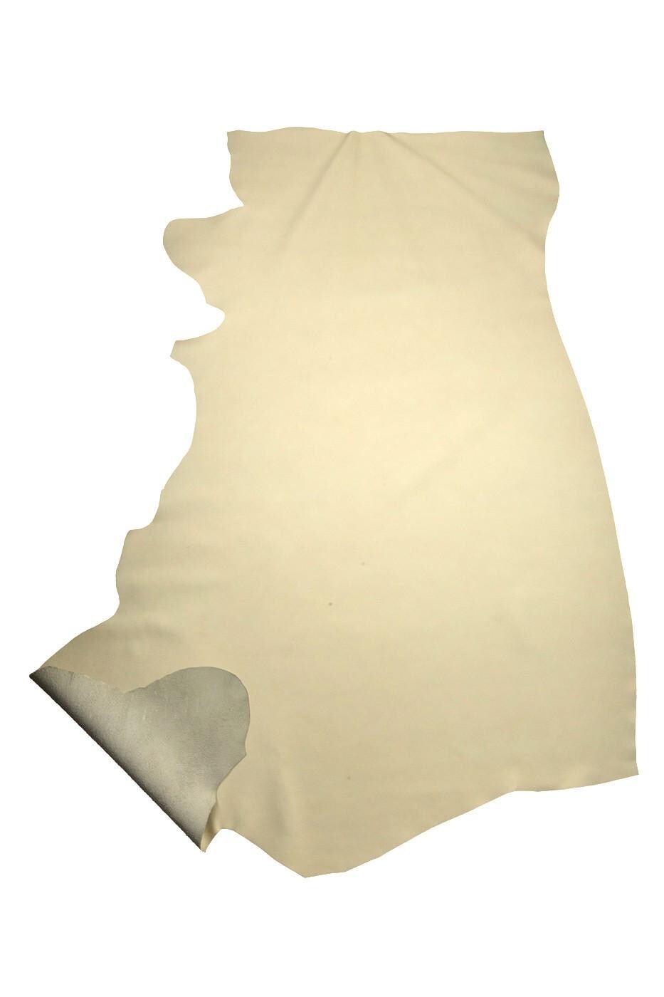 Milk white MILLED leather hide, SOFT matt cowhide with light grain, sporty calfskin 1.1 -1.3 mm for diy creations B19224-TU La Garzarara