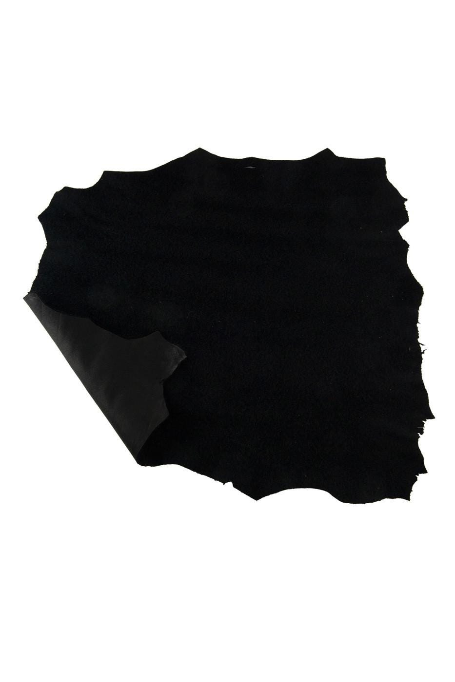 Black leather skin matched to FABRIC, soft shaded HAIRY material for crafters B19131-TB La Garzarara