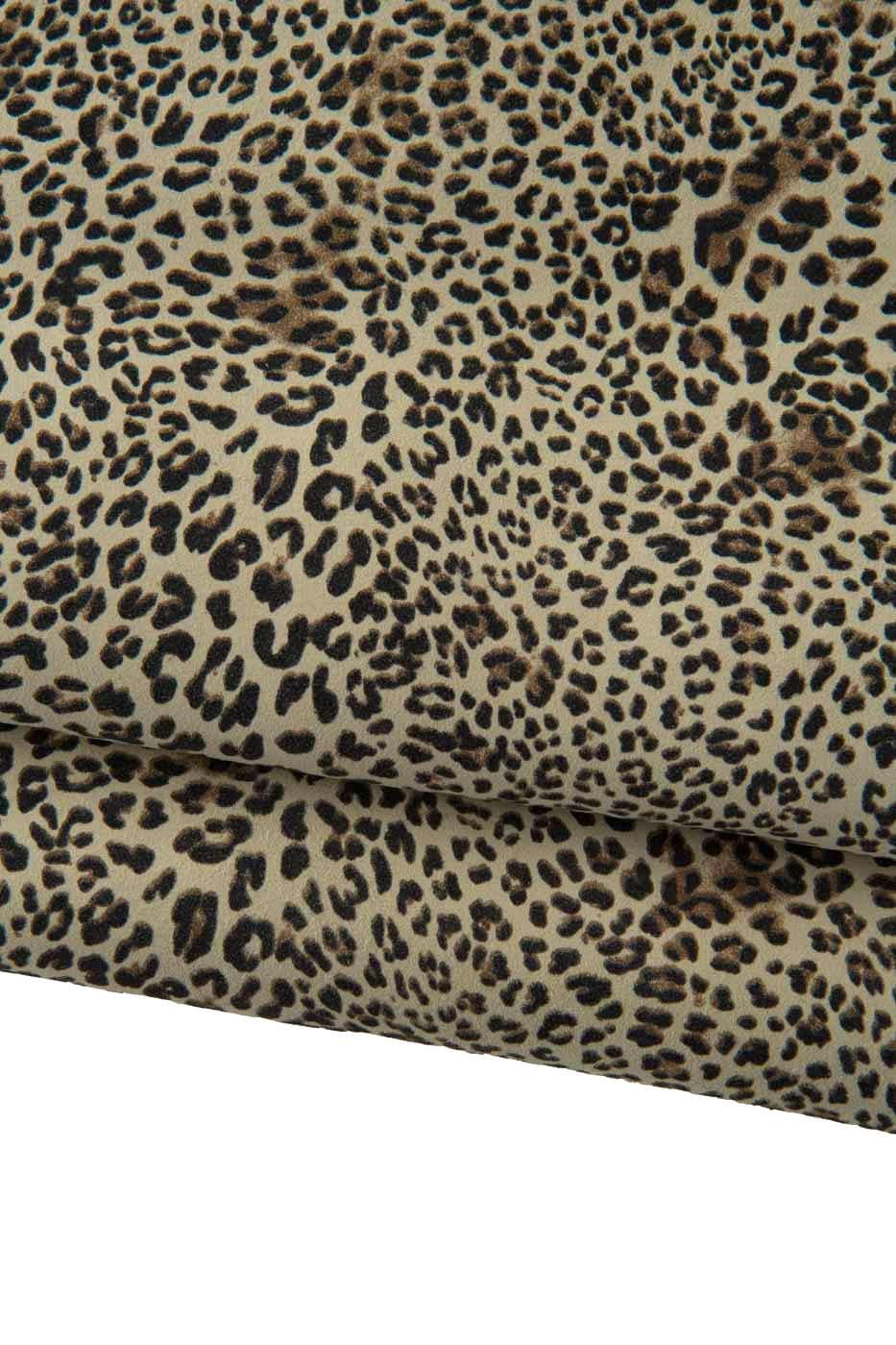 LEOPARD textured leather skin, ANIMAL printed suede goatskin, black cheetah pattern on milk white soft skin B19187-ST La Garzarara