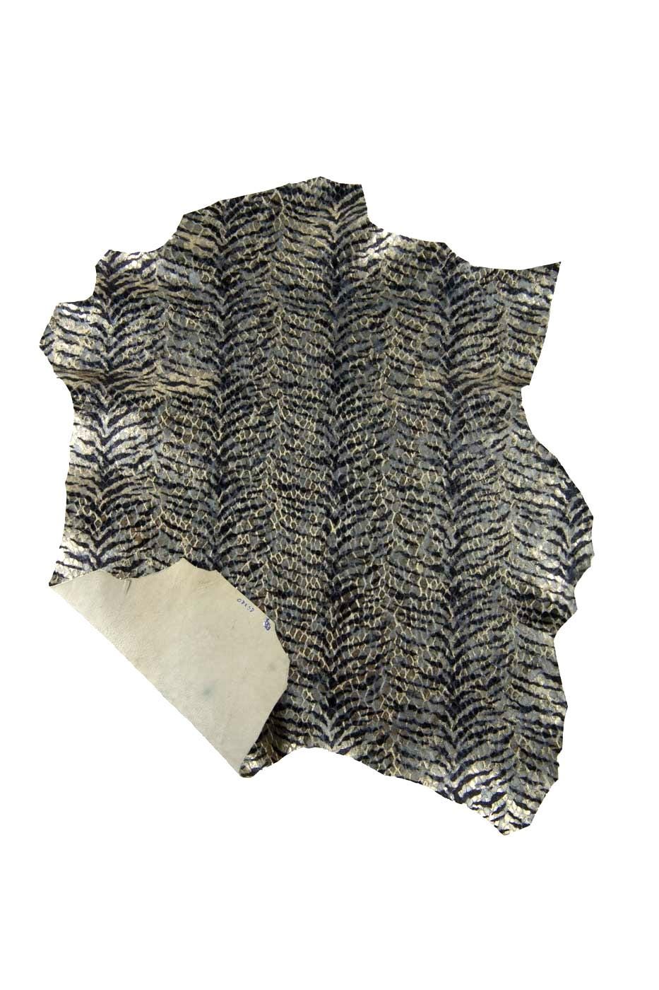 Fancy leather skin, metallic crocodile and zebra pattern, luxury printed hide B18744-MT(st)