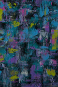 Decorated leather skin, splash hand made texture on black goatskin, colorful soft hide for hobbyists B19161-DM La Garzarara