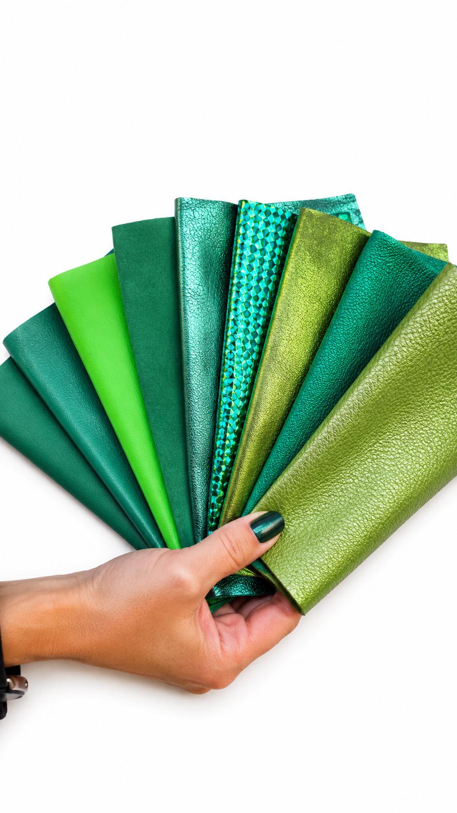Green Leather Remnants, Sage Emerald and Olive Scraps, Premium Textured Offcuts for Fashion Accessories 6x5"/15x12 cm 10x8"/25x20 PREMIUM2
