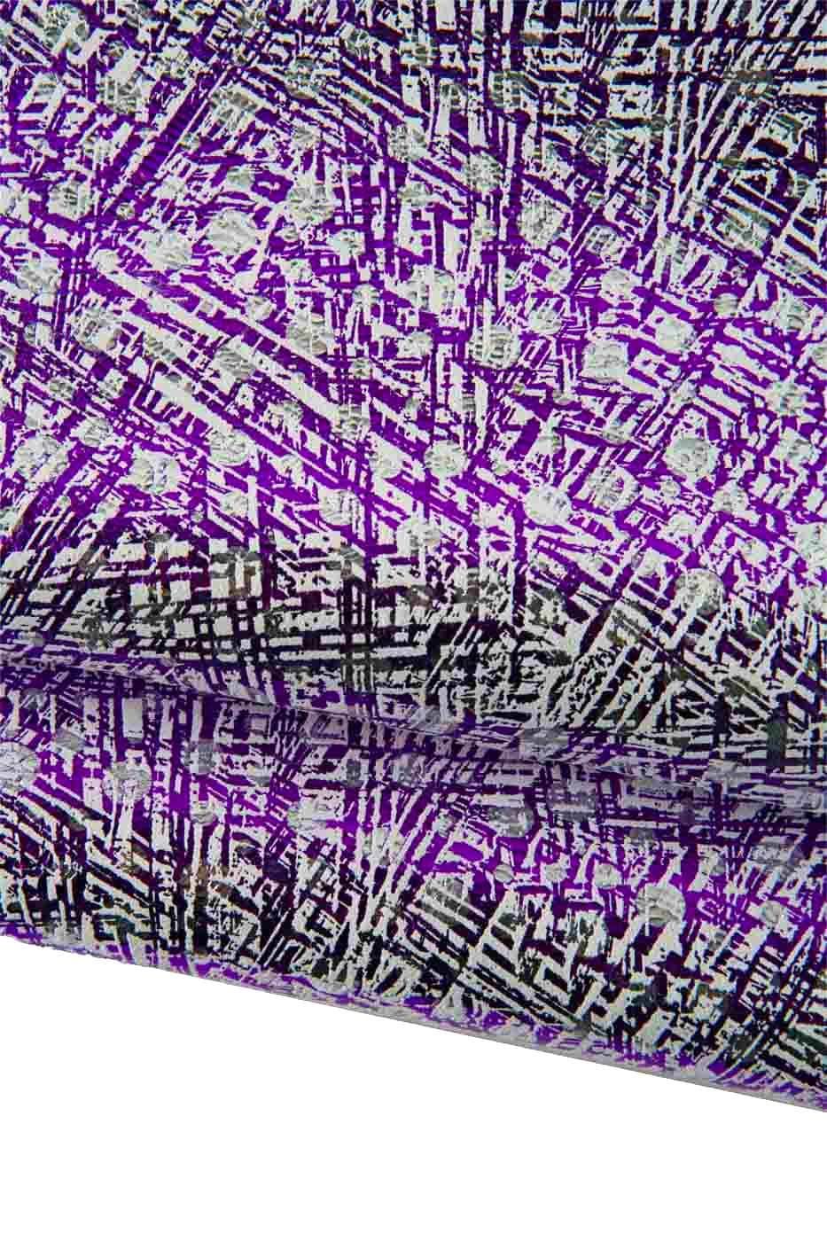 METALLIC graphic PRINTED leather skin, silver, white, purple textured goatskin, soft sparkle hide for projects B19192-MT(st) La Garzarara