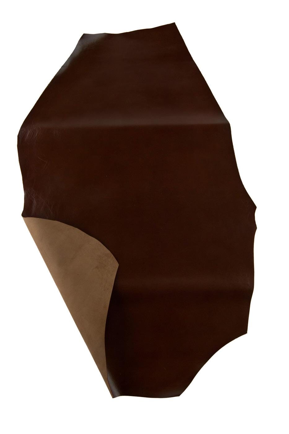 Brown SMOOTH leather skin, GLOSSY super soft goatskin, thin hide for crafting - 0.6 - 0.7 mm B19260-TU La Garzarara
