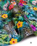 TROPICAL multicolor floral leopard skins, abstract JUNGLE pattern, printed patent calfskin, soft hides B18988-MT(st) La Garzarara