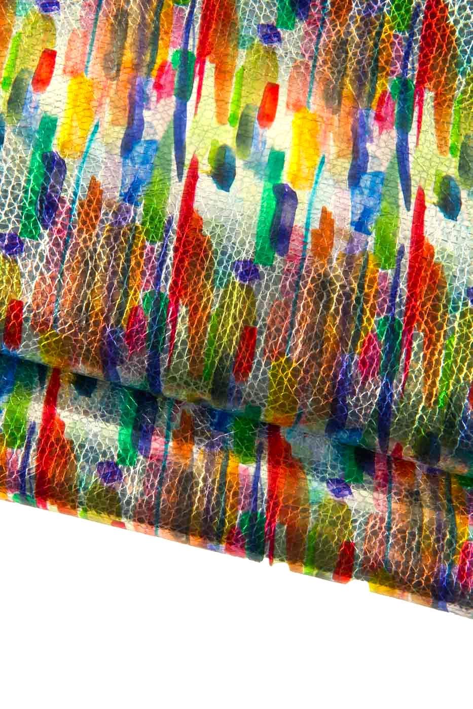 Multicolor BRUSH STROKE textured goatskin, colorful painte effect dessigner leather skin B19189-MT(st) LaGarzarara