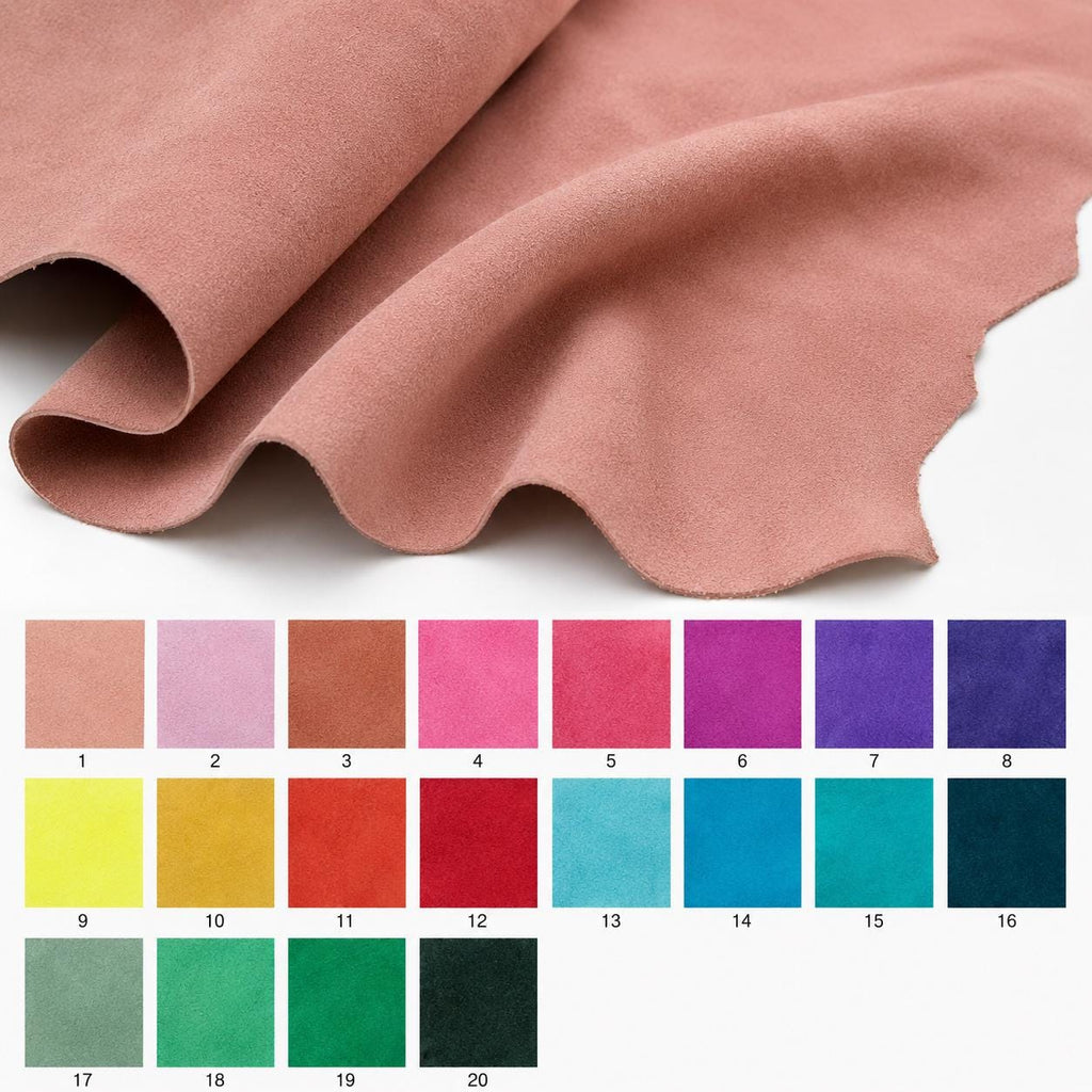 SUEDE leather assorted colors, soft velvety leather skin, suede hide solid bright colors choice leather for DIY projects B19137-TU
