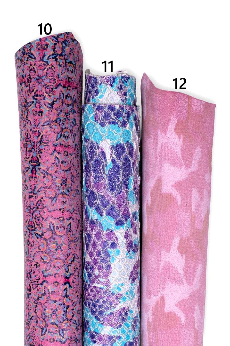 Printed leather hides, leopard charro geometric flowers crackle neon, full hides available, goatskins B19234-ST La Garzarara