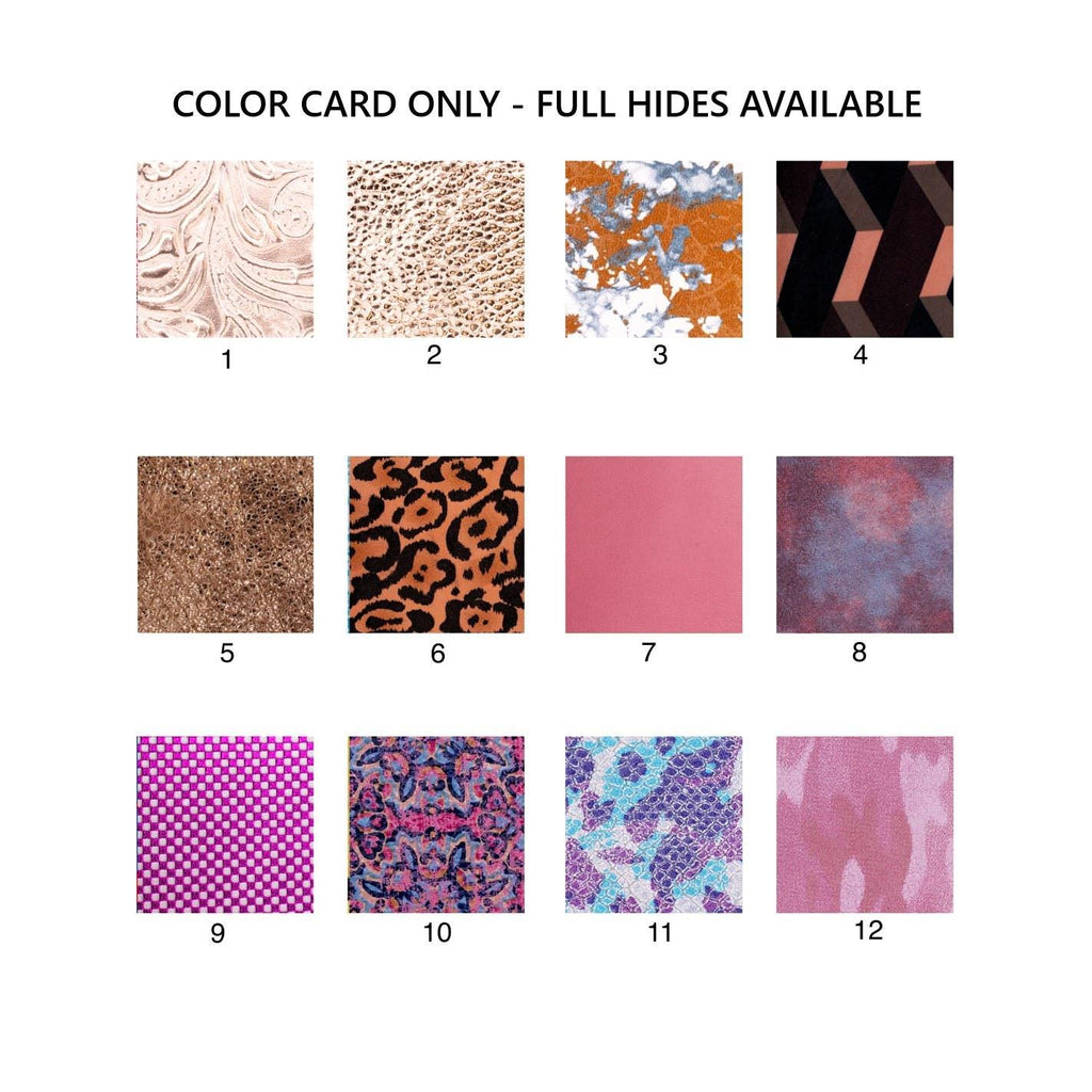 Printed leather hides, leopard charro geometric flowers crackle neon, full hides available, goatskins B19234-ST La Garzarara