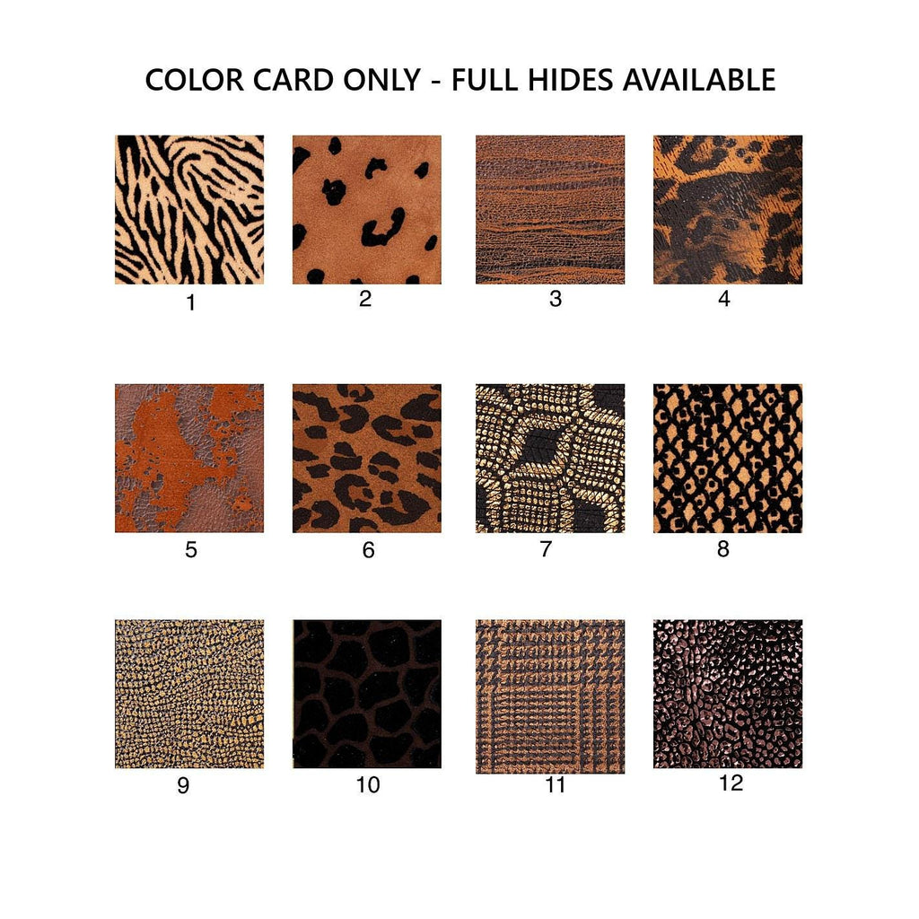 Printed leather hides, leopard giraffe geometric cheetah abstract cortex , full hides available, goatskins B19233-ST La Garzarara