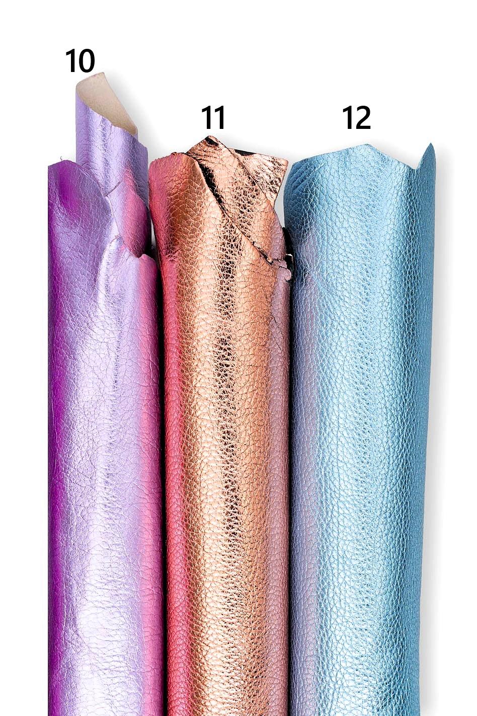 Bright metallic leather hides, colorful pebble goatskins, full hides available, soft laminated skins for DIY projects B19226-MT La Garzarara