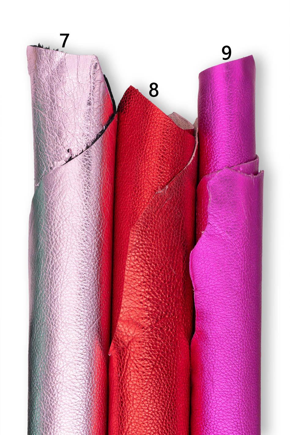 Bright metallic leather hides, colorful pebble goatskins, full hides available, soft laminated skins for DIY projects B19226-MT La Garzarara
