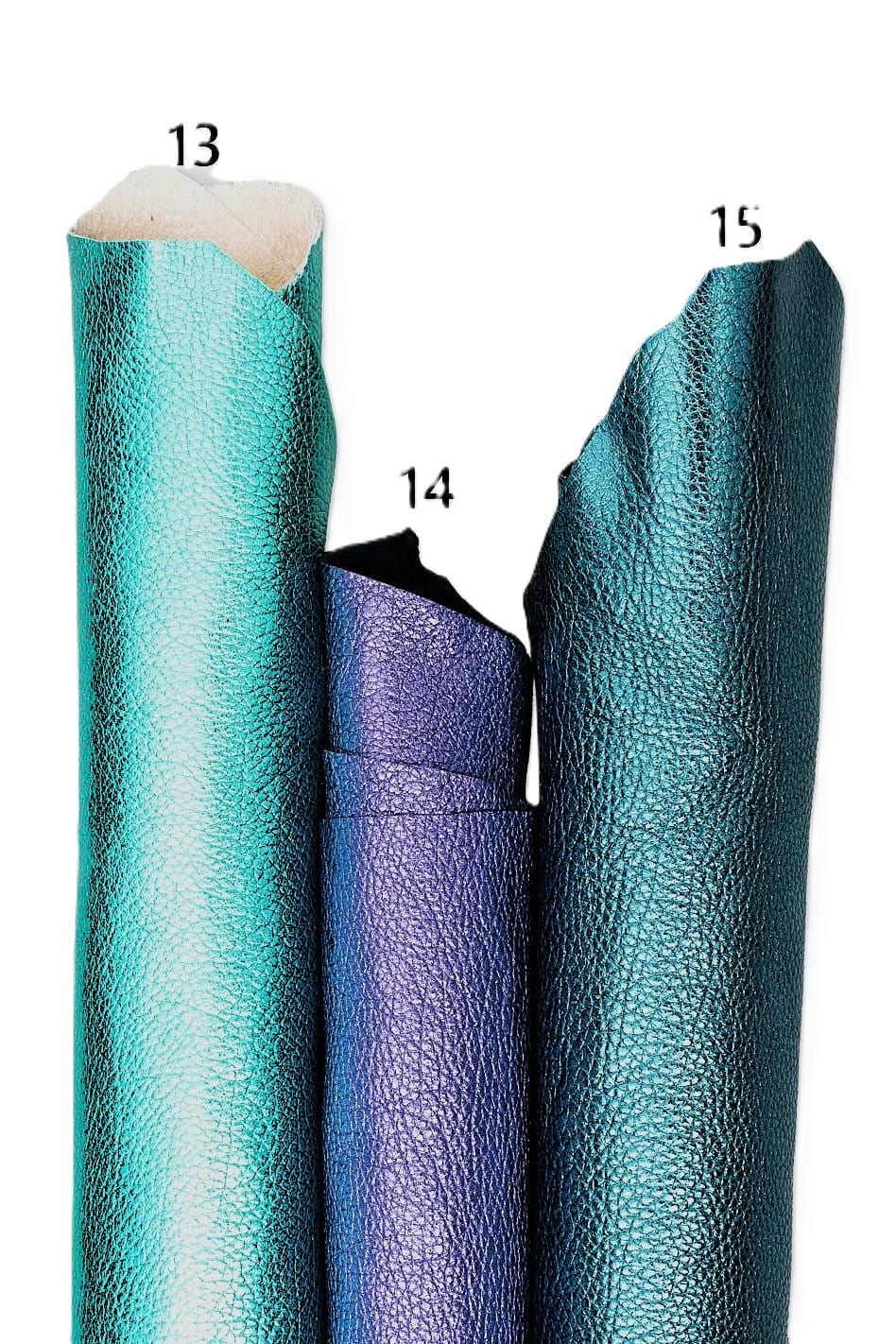 Bright metallic leather hides, colorful pebble goatskins, full hides available, soft laminated skins for DIY projects B19226-MT La Garzarara