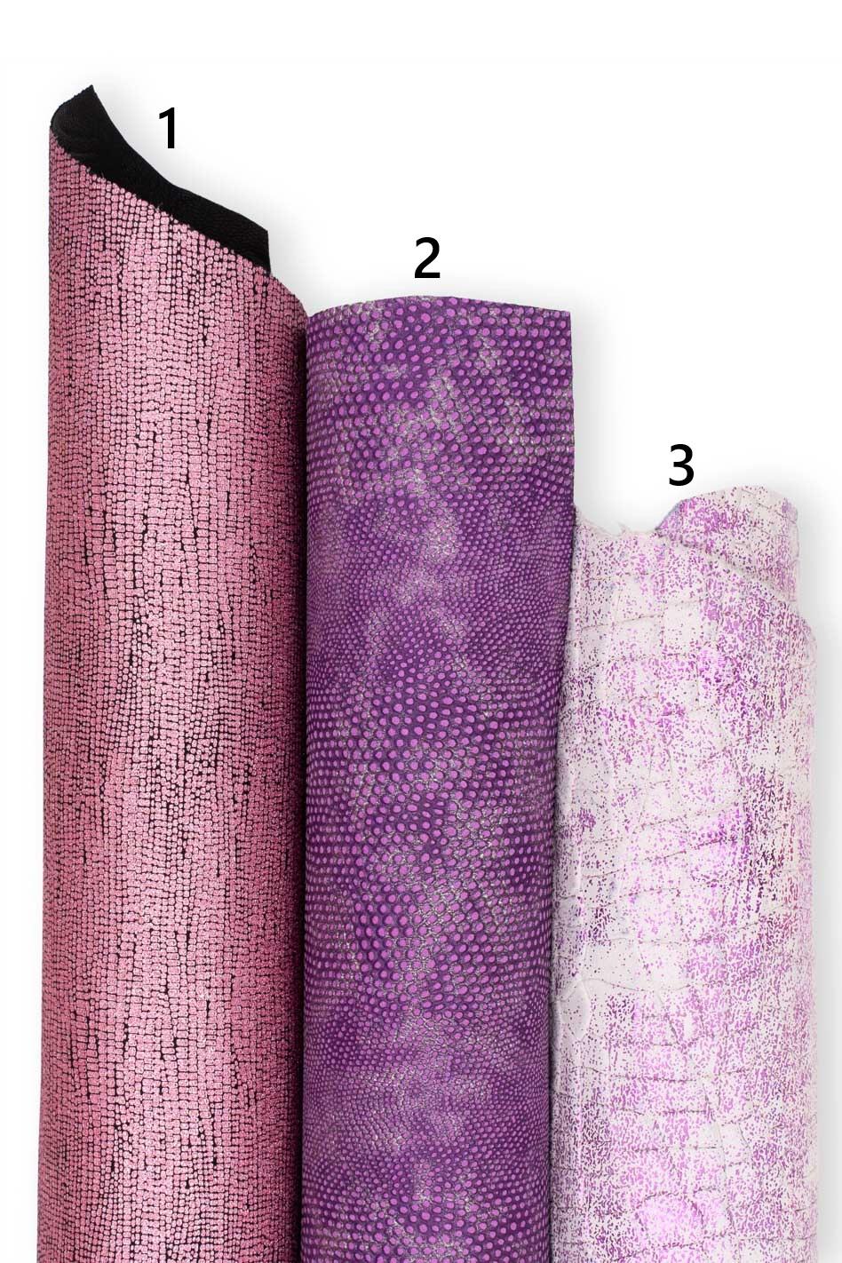 Printed leather hides, python coccodrille geometric metallic, abstract, full hides available, goatskins B19237-MT(ST) La Garzarara