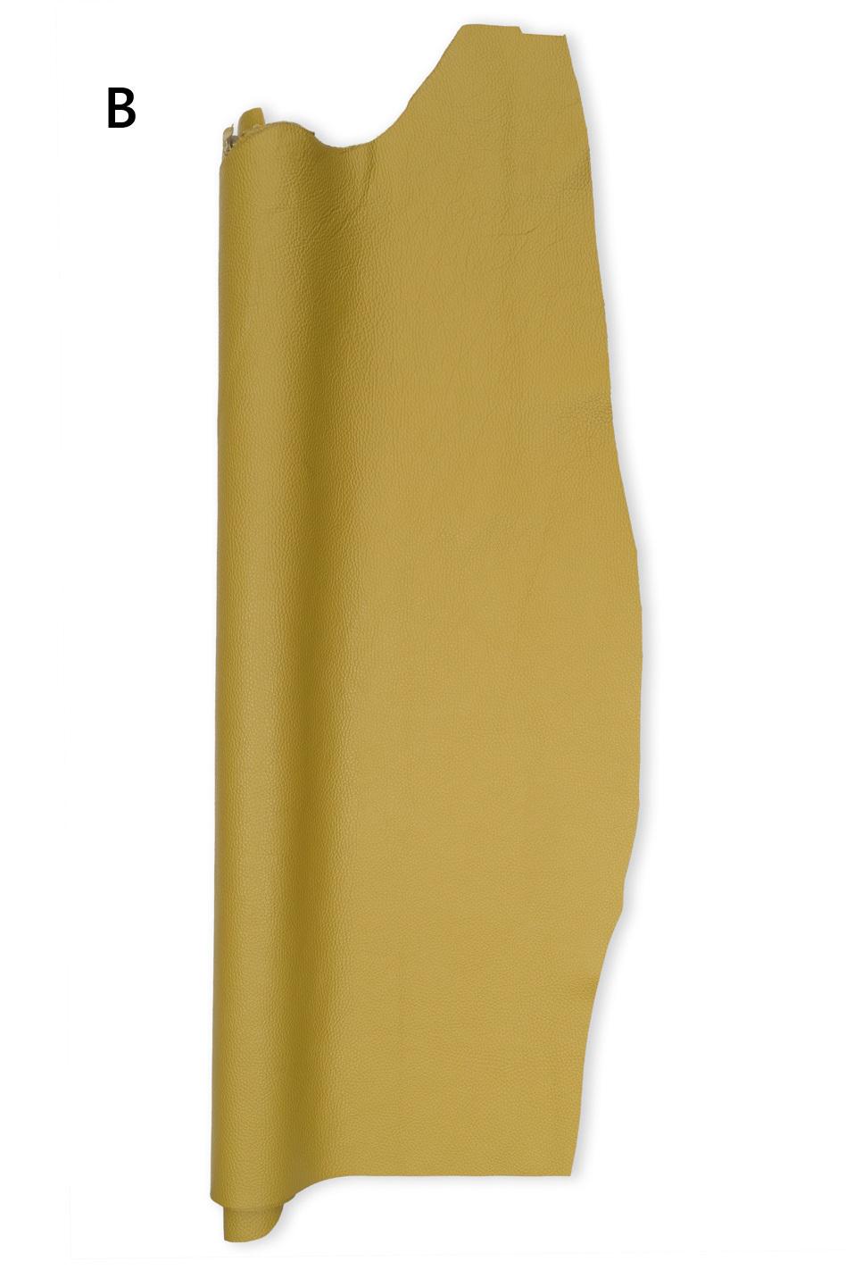 Fine GRAIN leather hide, brown, mustard yellow soft matt pebbled cowhide leather, quality skins for crafting B19255-TU La Garzarara