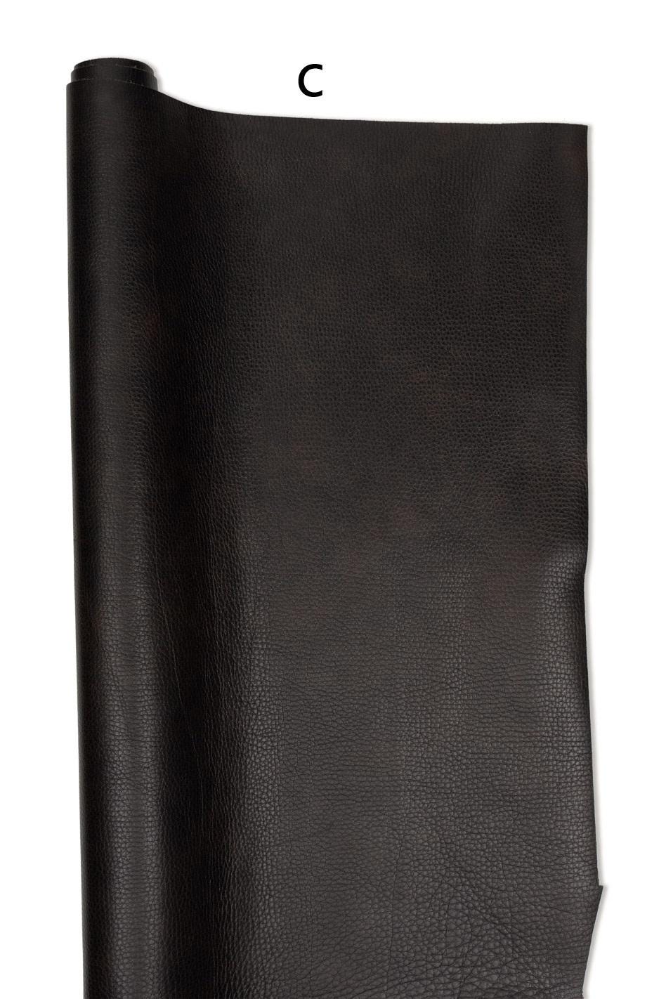Fine GRAIN leather hide, brown, mustard yellow soft matt pebbled cowhide leather, quality skins for crafting B19255-TU La Garzarara