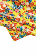 MULTICOLOR FLORAL leather hide, yellow patent cowhide with floral print and cones, glossy calfskin, 1.0-1.2mm B16260-ST La Garzarara
