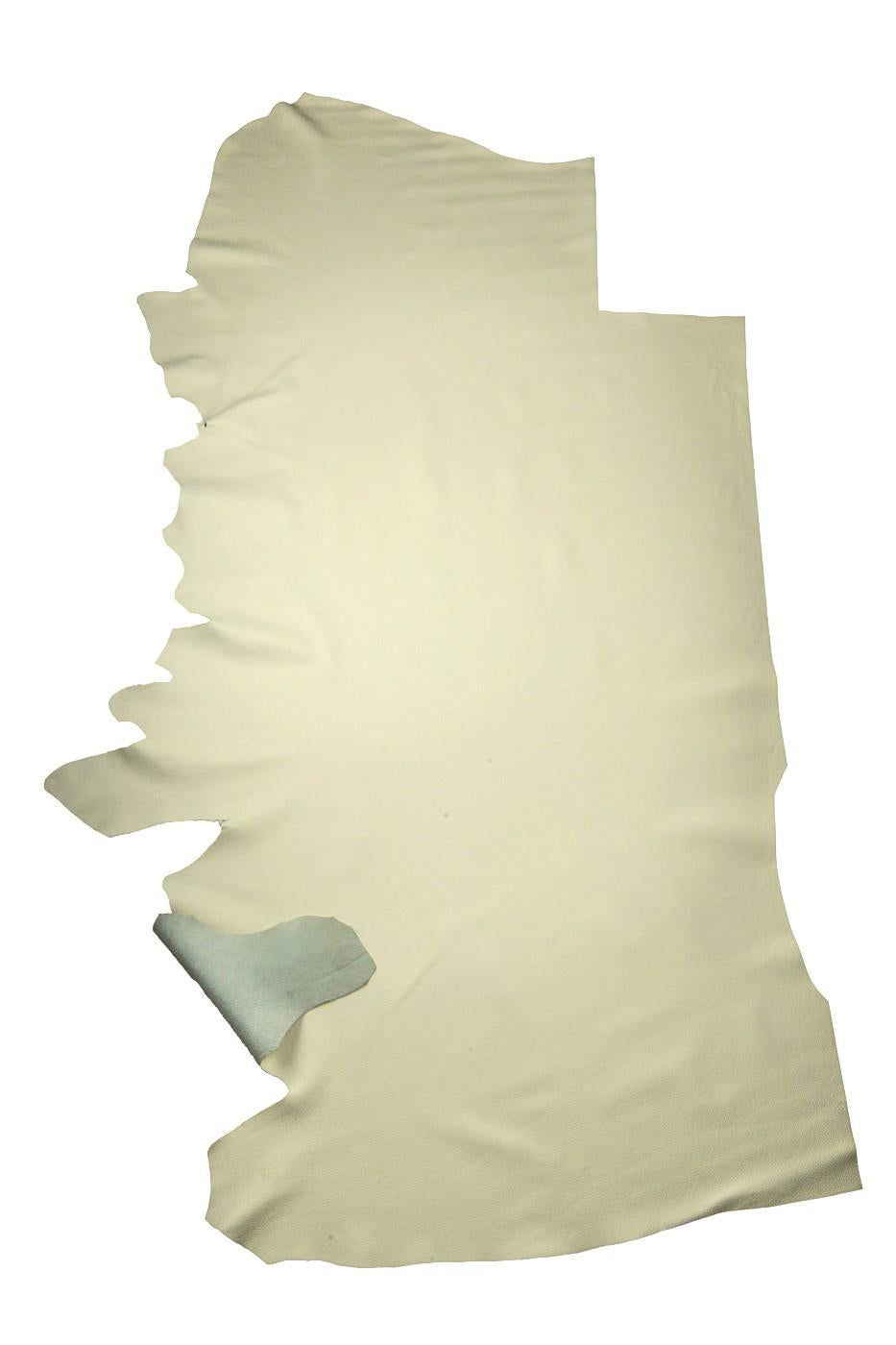 Cream white PEBBLE GRAIN printed calfskin, soft matt leather skin, sporty thick hide for crafters 1.4-1.6 mm B19221-TU La Garzarara