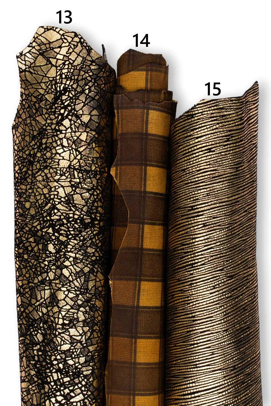 Printed leather hides, leopard tye dye crackle geometric cheetah crocodile, full hides available, for hobbyists B19239-MT(st) La Garzarara