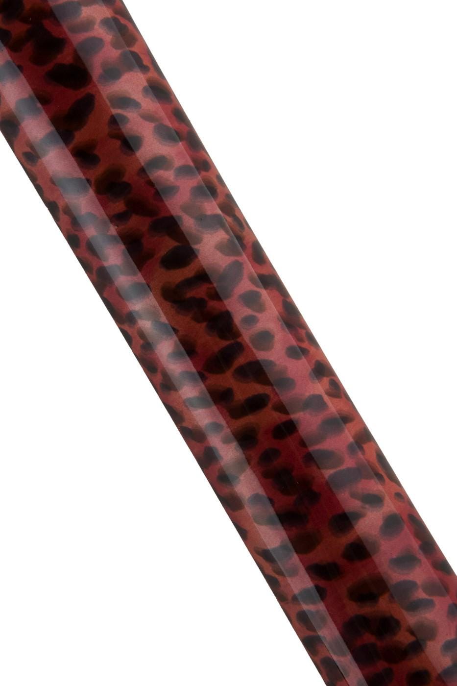 Glossy LEOPARD printed PATENT goatskin, red - pink shaded cheetah leather skin, soft bright material for diy projects B19254-ST La Garzarara