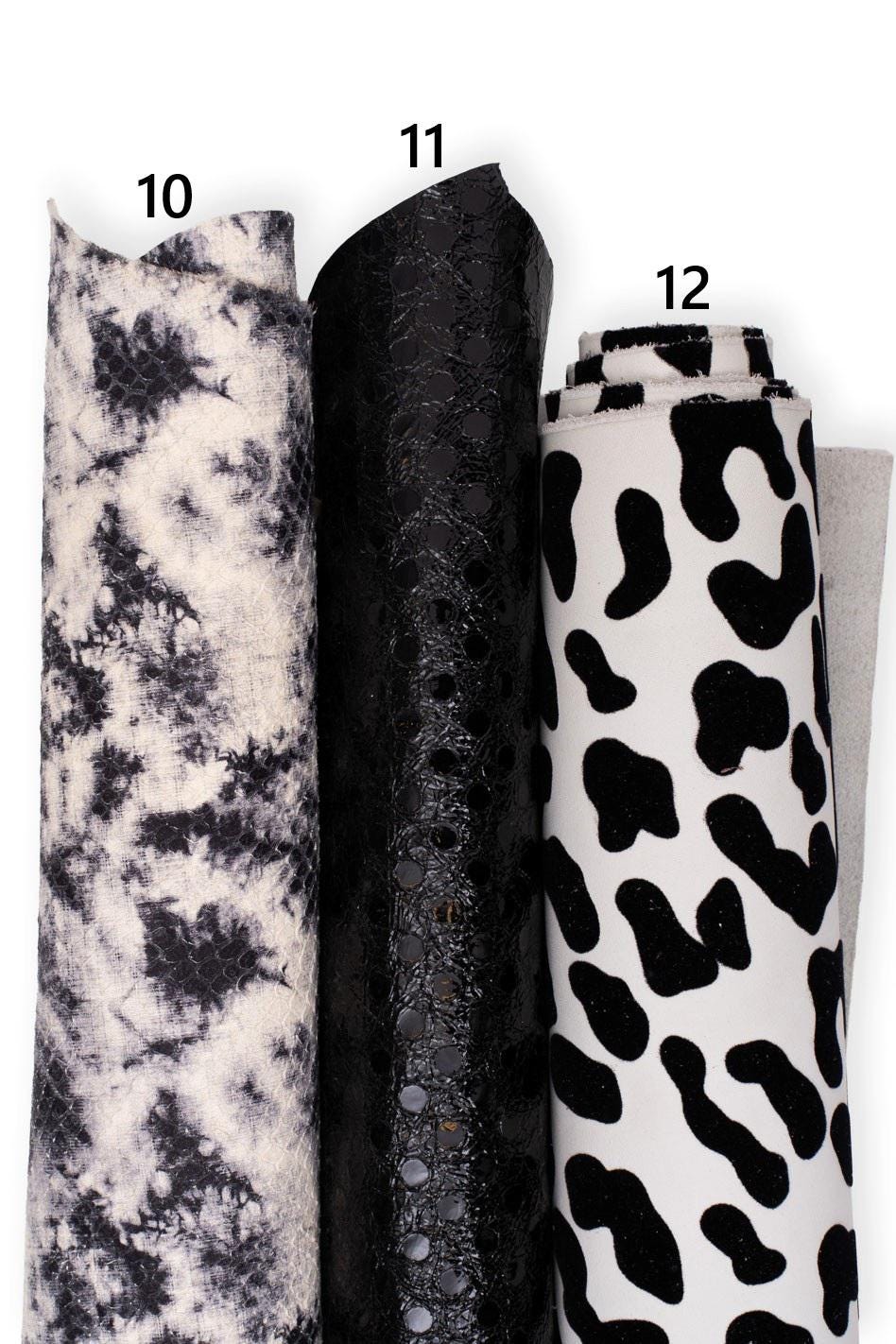 Printed leather hides, leopard lizard letters crackle abstract, full hides available, goatskins and sheepskins B19238-ST La Garzarara