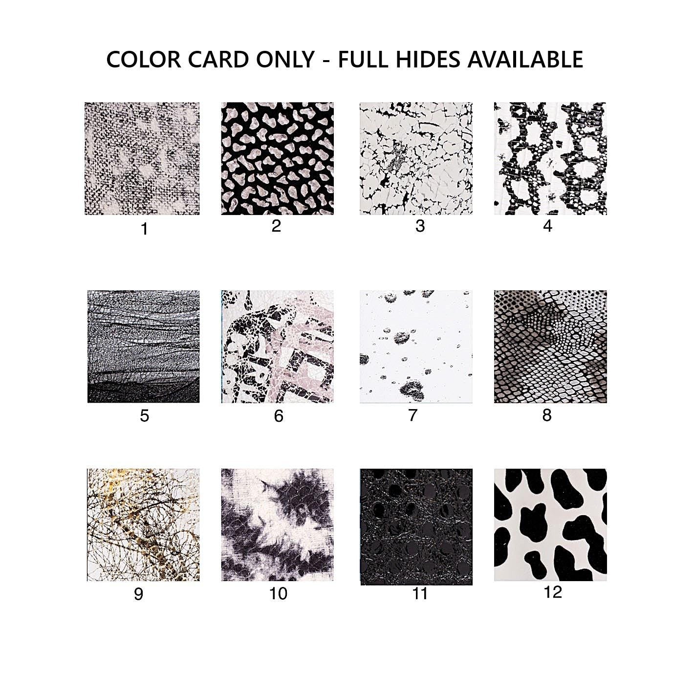 Printed leather hides, leopard lizard letters crackle abstract, full hides available, goatskins and sheepskins B19238-ST La Garzarara