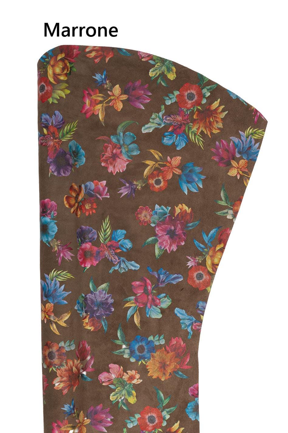 FLORAL print on suede leather skin, MULTICOLOR flower textured goatskin, hide for hobbyists B19240-ST La Garzarara