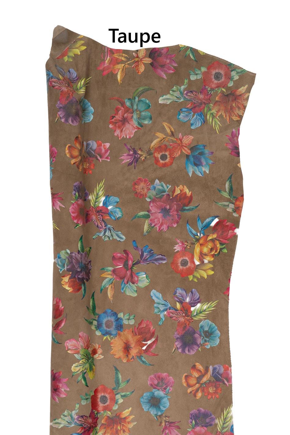 FLORAL print on suede leather skin, MULTICOLOR flower textured goatskin, hide for hobbyists B19240-ST La Garzarara