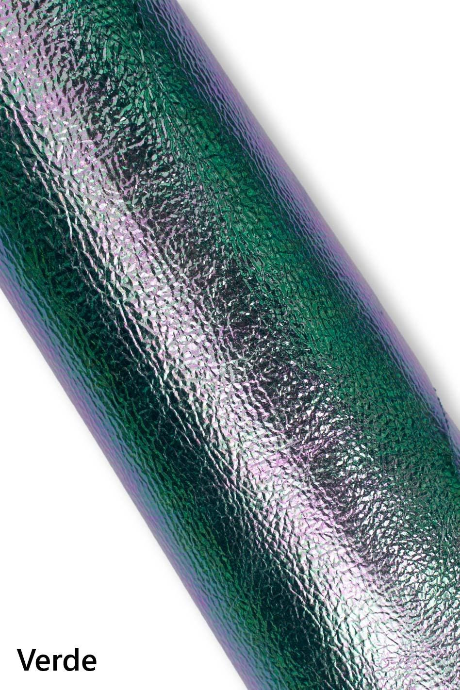 HOLOGRAPHIC METALLIC leather skin, iridescent bright goatskin in different colors, sparkle soft material for crafters B19243-MT La Garzarara