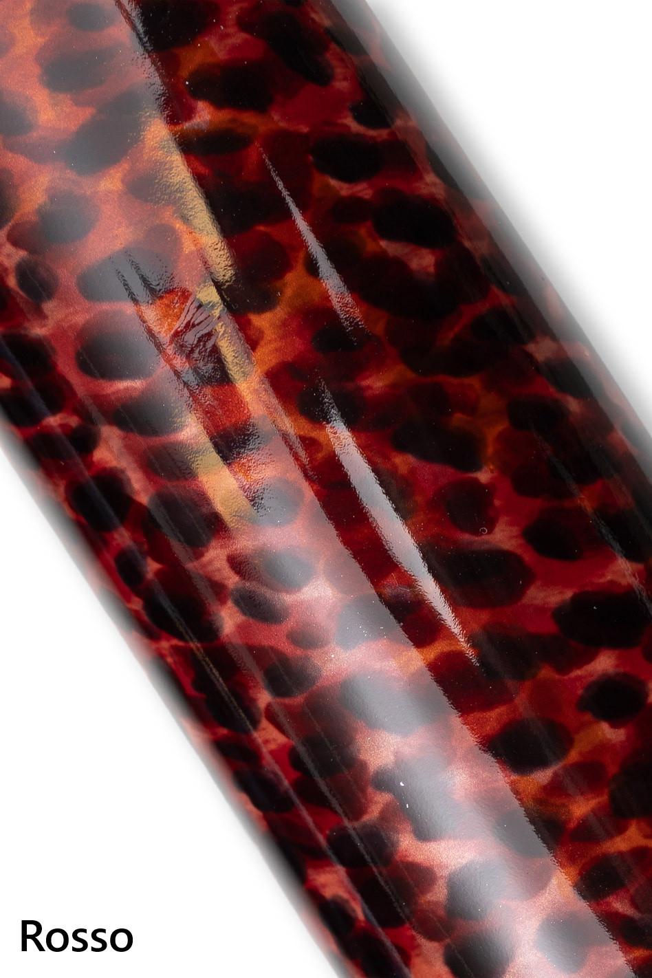LEOPARD textured PATENT leather skin, animal printed goatskin, cheetah pattern on glossy hide, ideal for diy projects B19256-ST La Garzarara