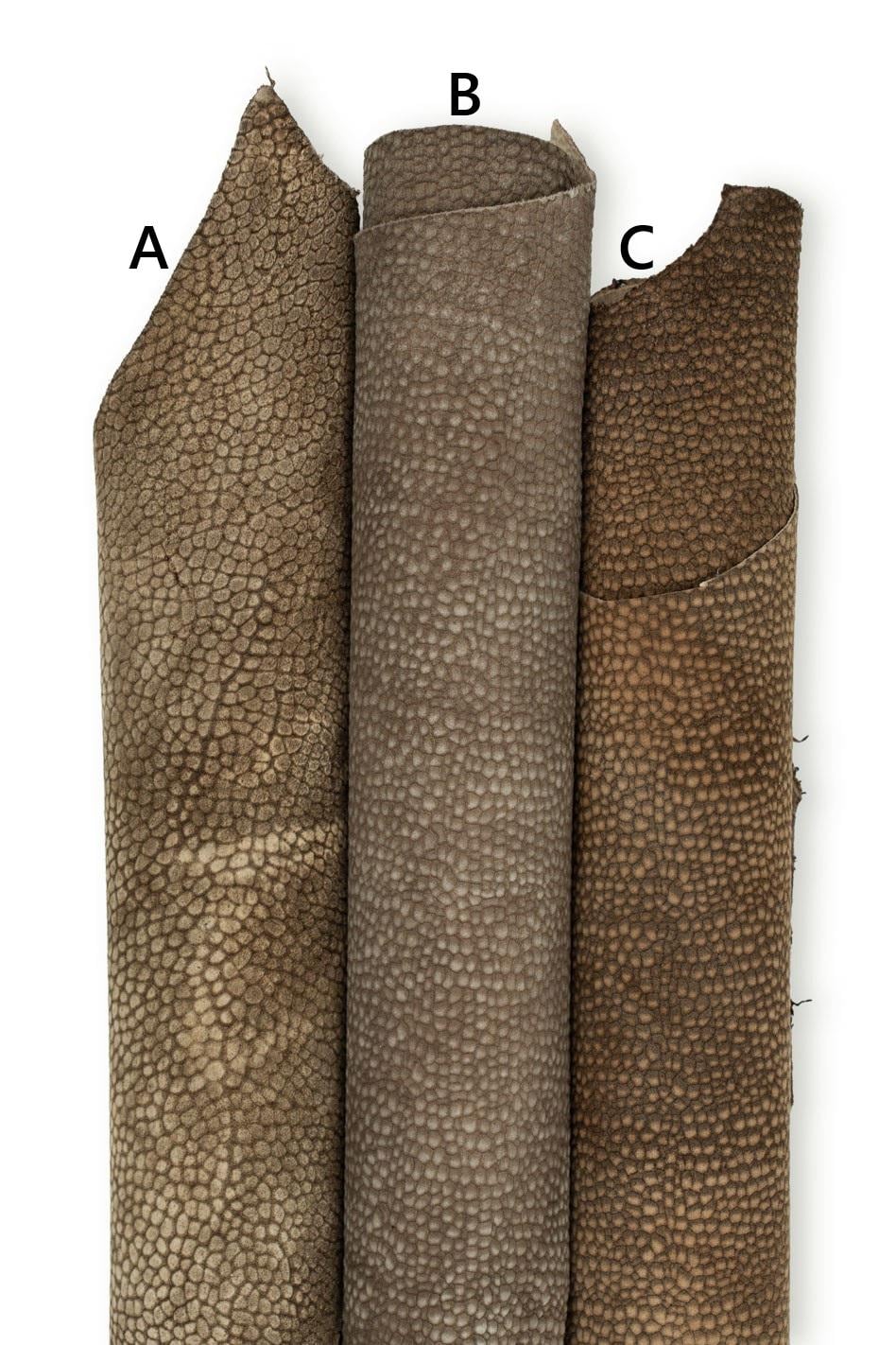 Embossed SUEDE leather skin, GRAINY printed goatskin, soft material in different shades of brown, ideal for crafting B19299-TU La Garzarara