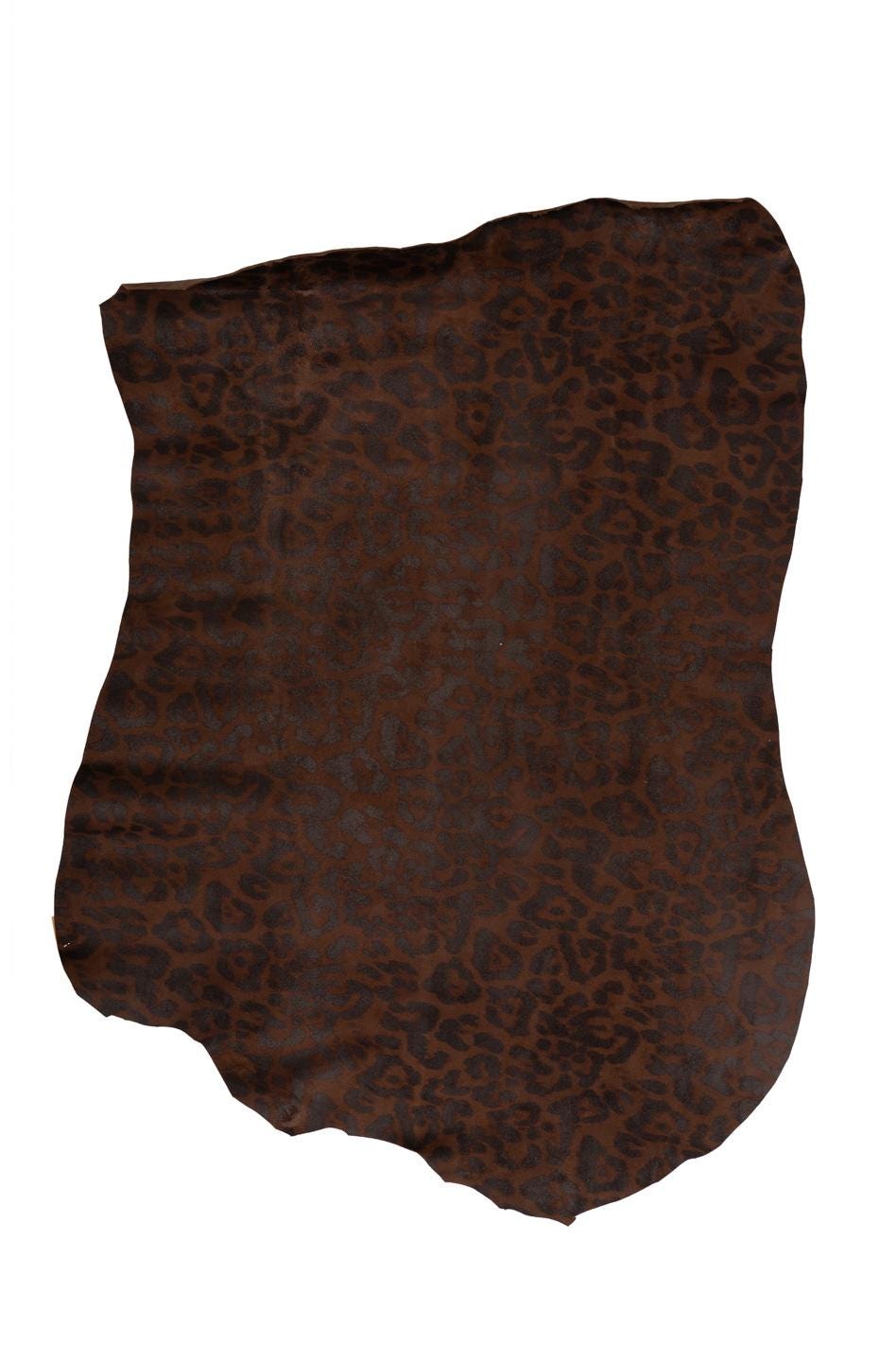 Brown LEOPARD textured leather skin, CHEETAH printed suede gaotskin, animal printed hide for crafters B18794-ST La Garzarara