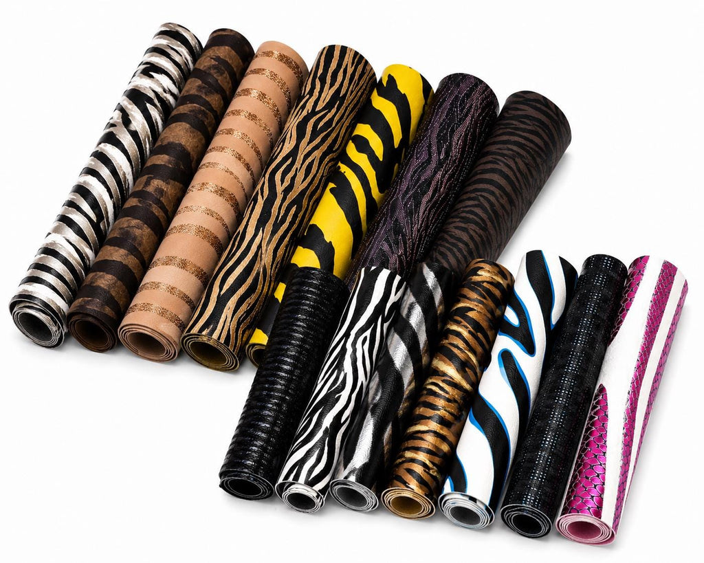Zebra Print Leather Scraps, Fine and Bold Stripe Remnants, Colorful Animal Print Offcuts for Jewelry and Crafts 6x5" RT326 La Garzarara