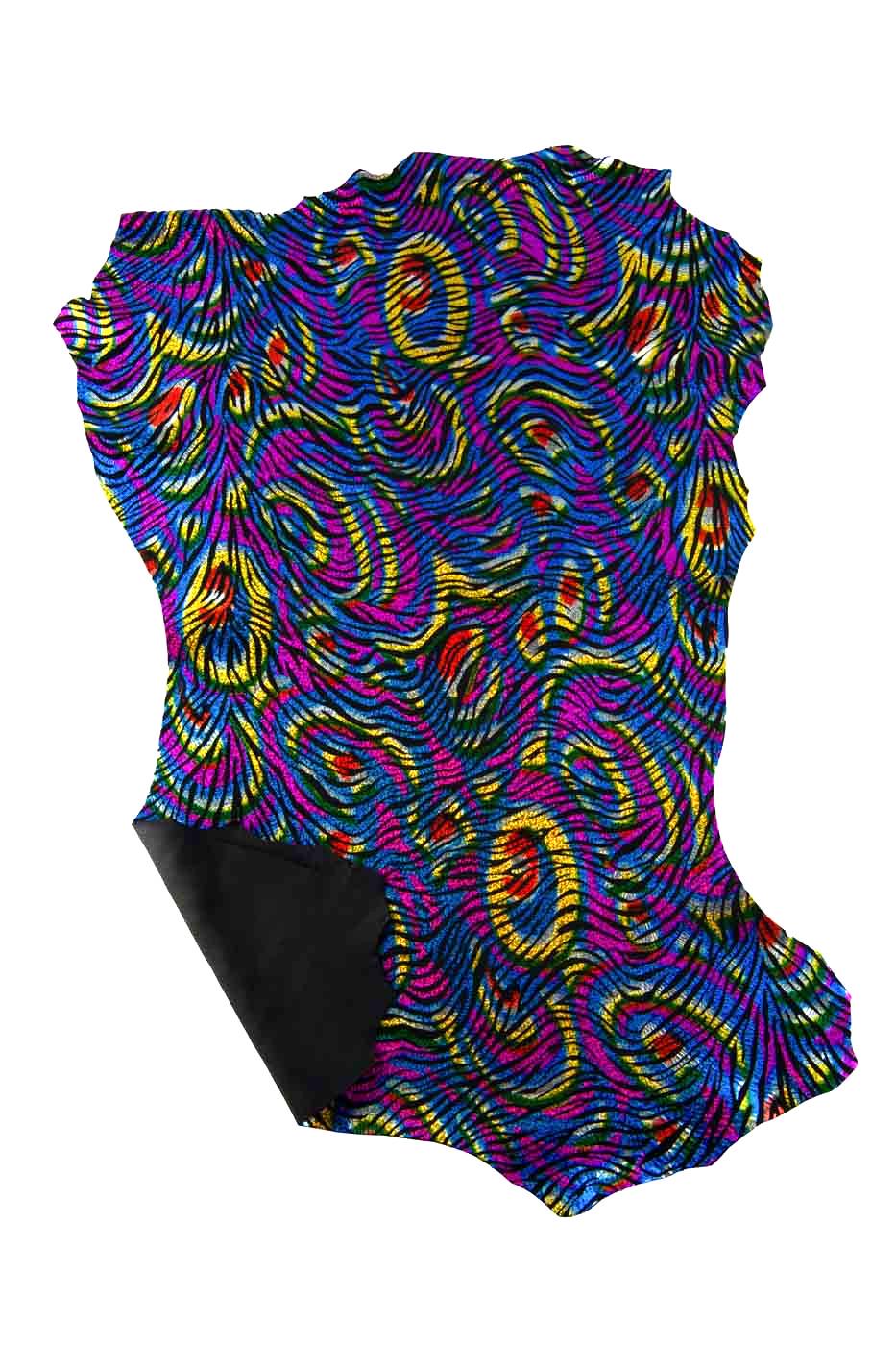 IRIDESCENT multicolor ZEBRA printed leather skin, colorful metallic animal print on black suede goatskin 0.8-1.2 mm B18445-MT(st)