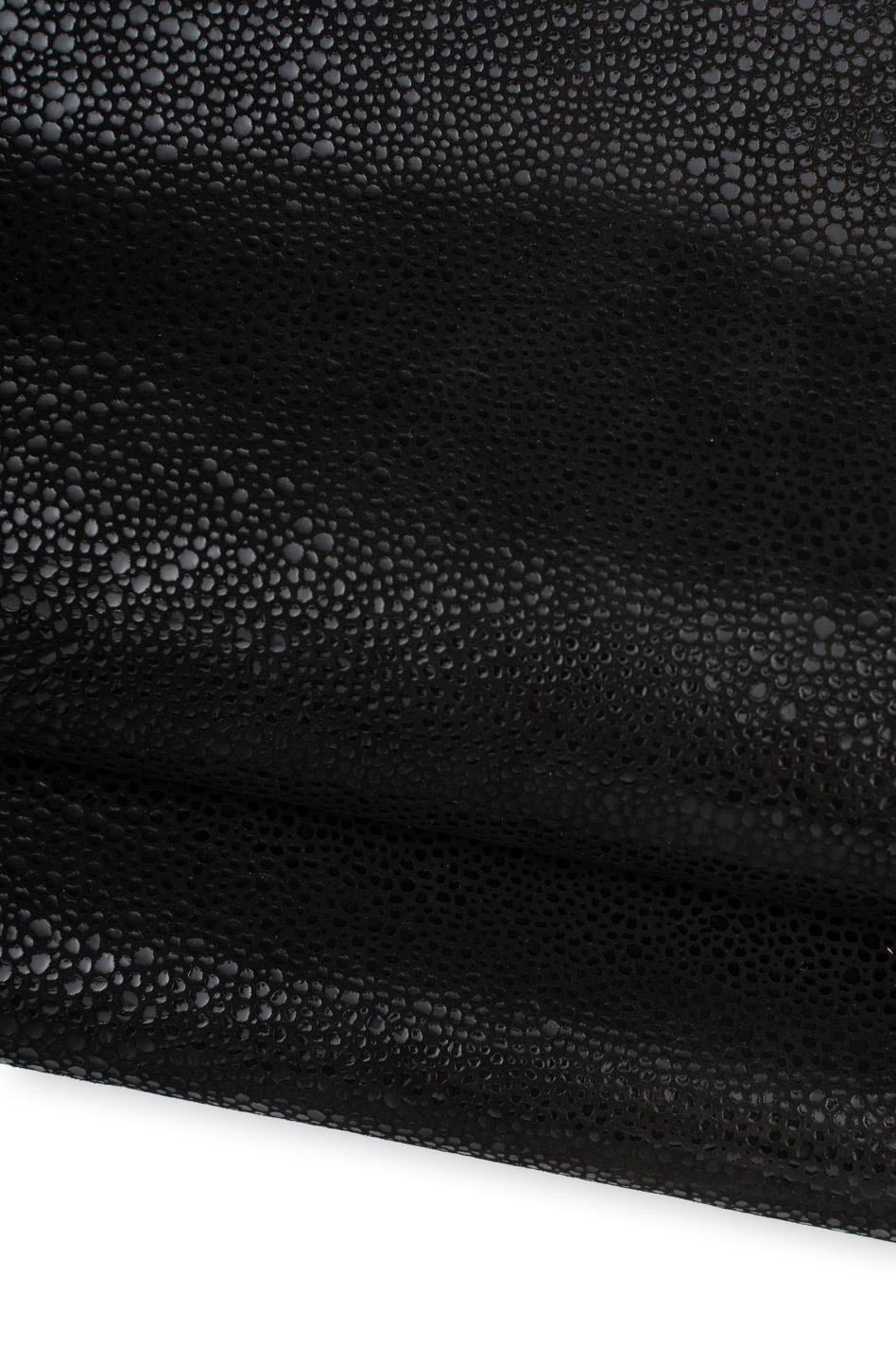 Black STINGRAY Leather Hide, Soft Galuchat Inspired Thin Leather skin, High Gloss Finish goatskin 0.4 - 0.6 mm B19499-TB La Garzarara