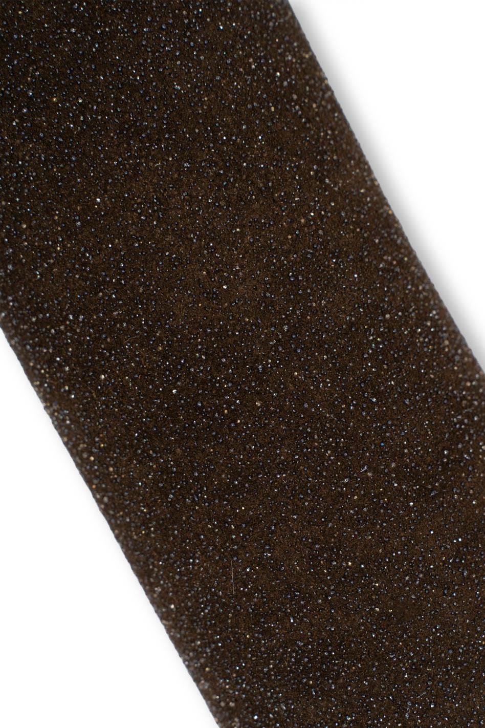 Dark brown GLITTERED SUEDE calfskin - soft metallic leather skin, bright thick material ideal for diy projects B19565-MT La Garzarara