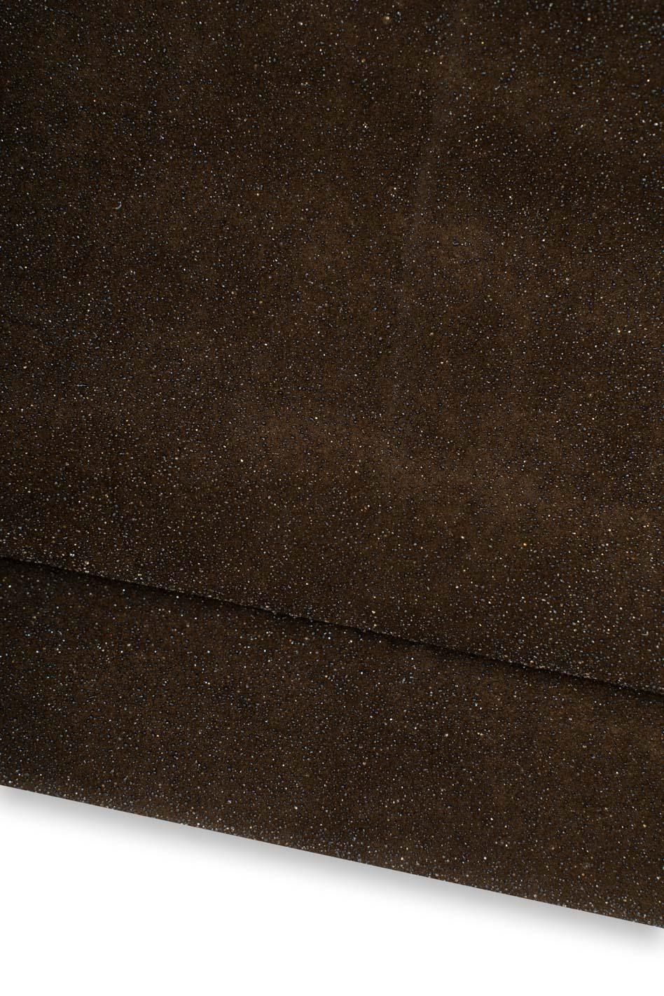 Dark brown GLITTERED SUEDE calfskin - soft metallic leather skin, bright thick material ideal for diy projects B19565-MT La Garzarara
