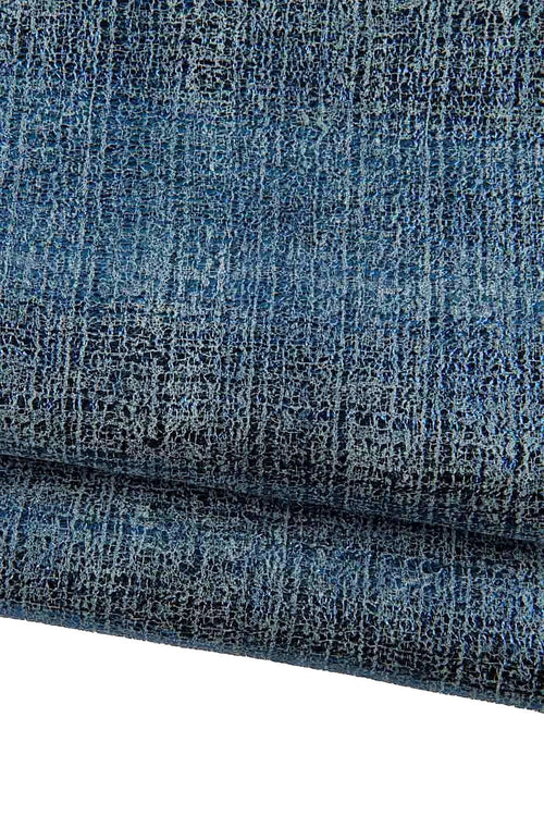 Blue textured leather skin, METALLIC washed goatskin, soft sparkle hide, 1.1 - 1.3 mm for diy projects B18848- MT(st) La Garzarara
