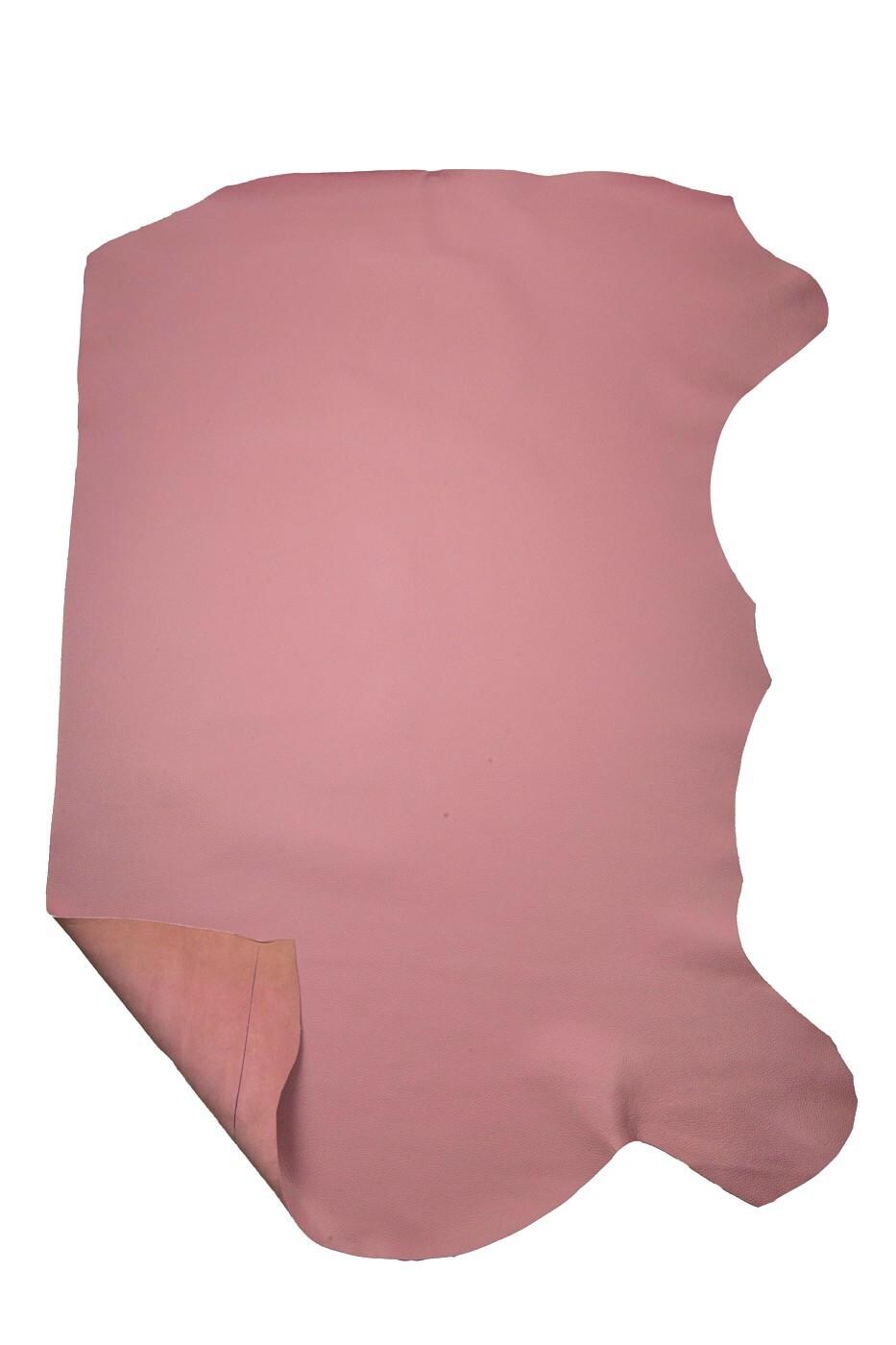 Pink PEBBLE GRAIN printed leather skin, soft matt embosse cowhide, thick calfskin for crafters 1.5-1.6 mm B19217-TU La Garzarara