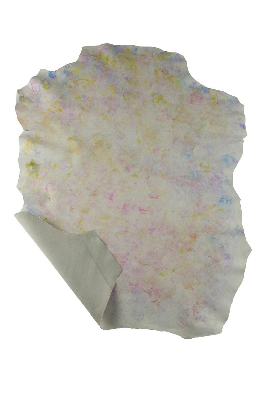 Pastel abstract Hand PAINTED leather skin, fine decorated hide ideal for crafters B19158-DM LaGarzarara