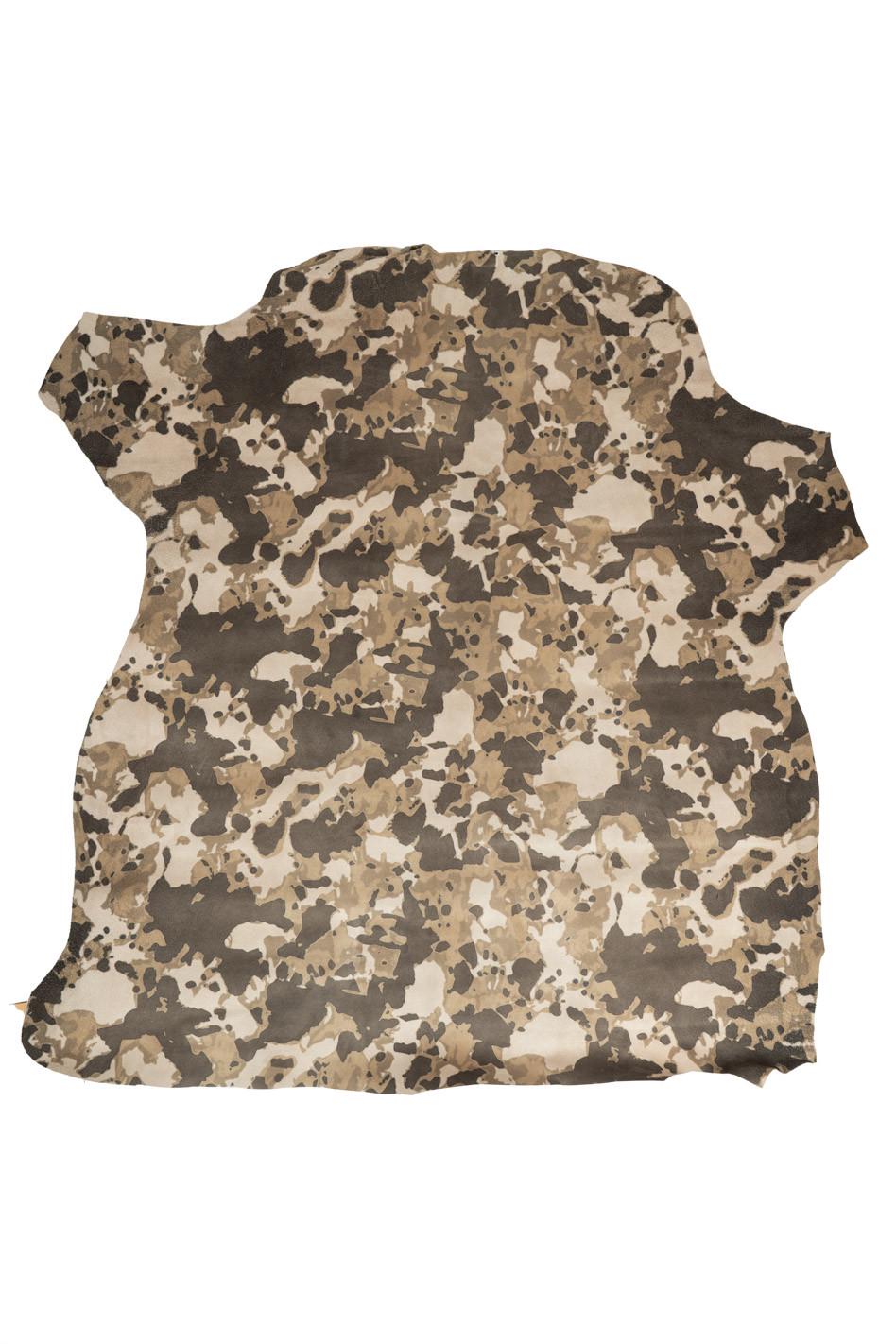 CAMOUFLAGE leather skin, camo Printed goatskin, soft military printed hide for crafters B18792-ST La Garzarara