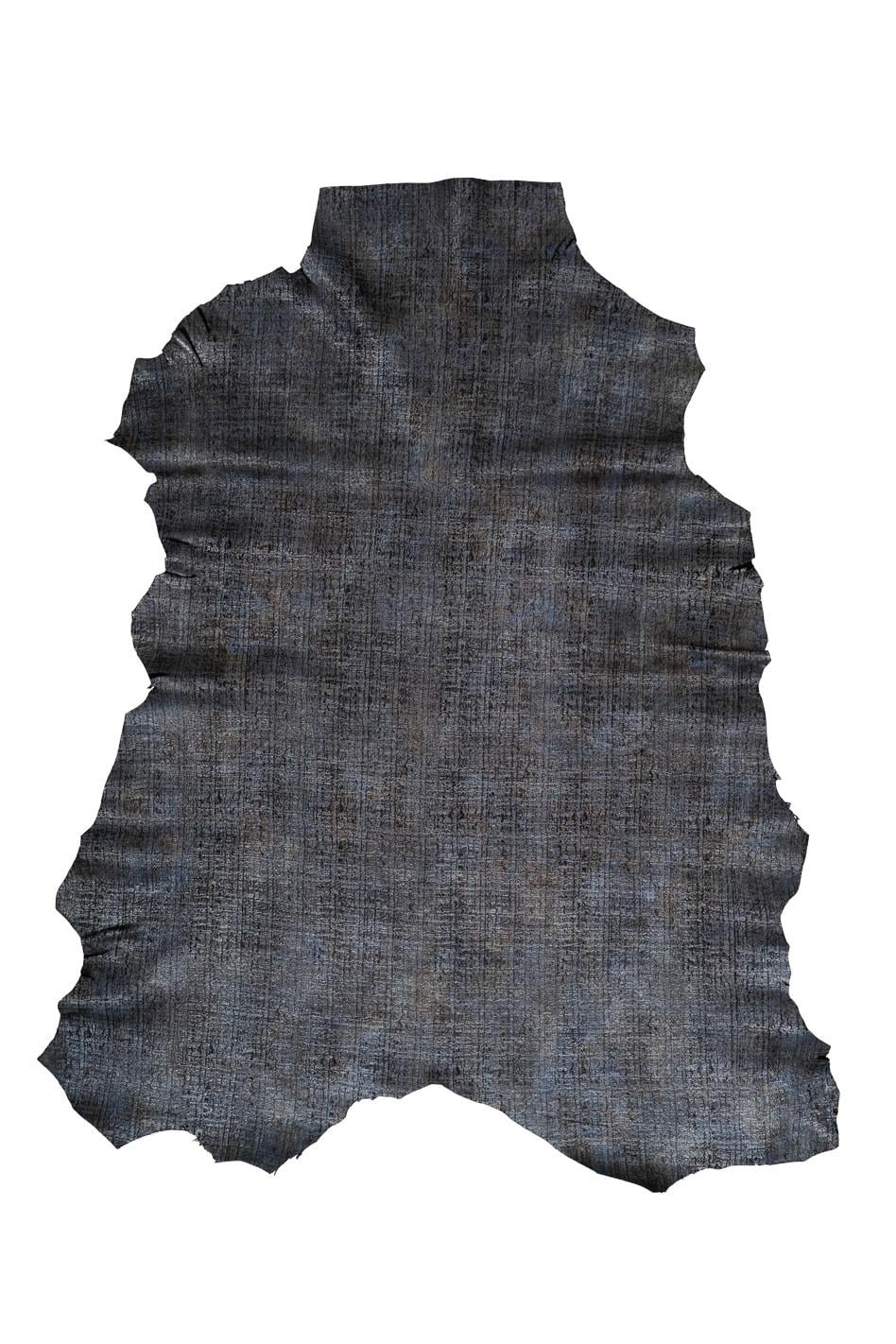 FABRIC - like textured goatskin, gery- black printed goatskin, METALLIC soft bright material for leather goods B19567-MT(st) La Garzarara
