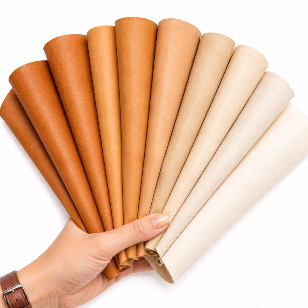 VEG-tanned leather scraps - 5 Natural leather Remnants for diy Leathercraft - random vegetable leather pieces P010 La Garzarara