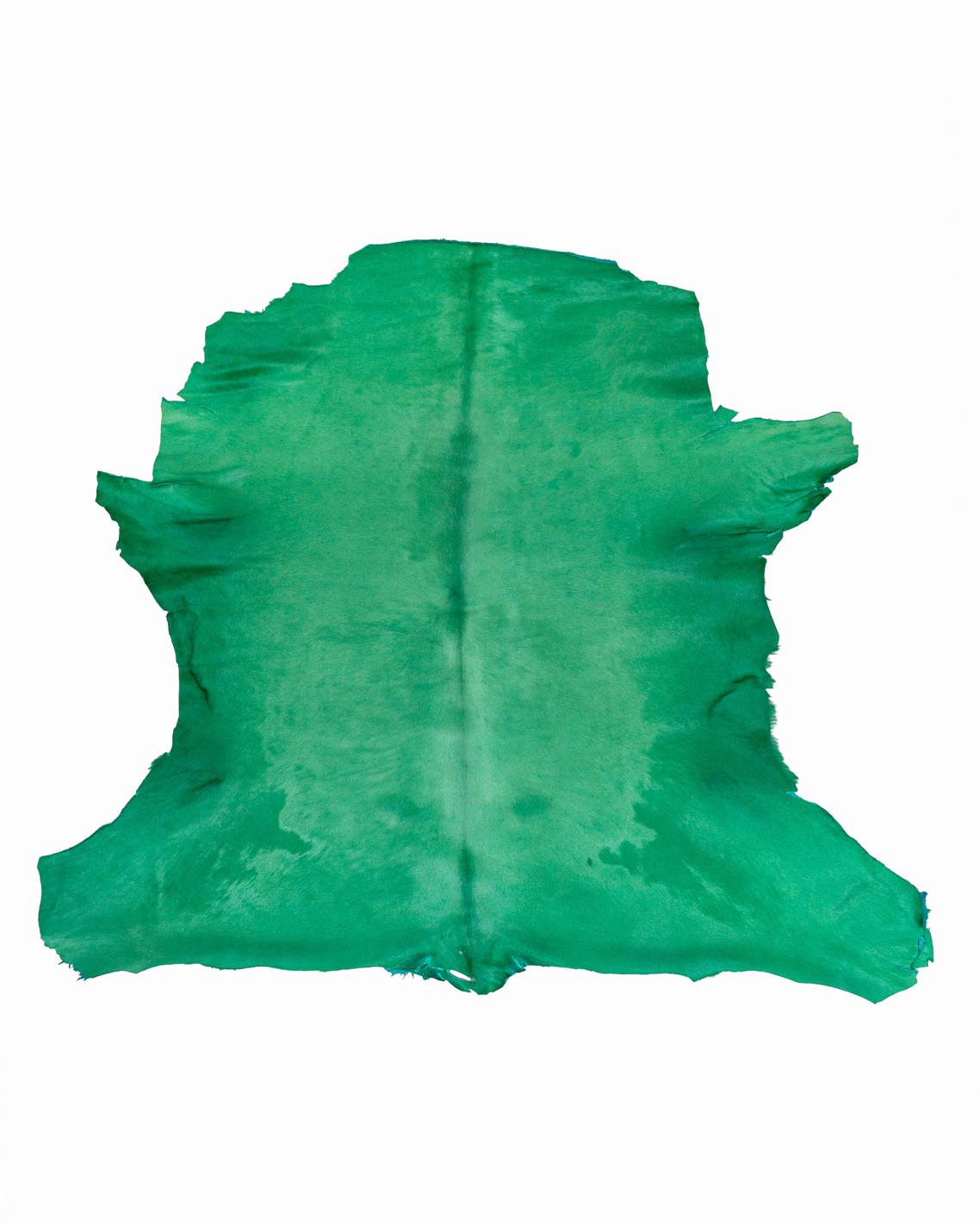 Emerald green solid color HAIR ON leather hide, short hair pony CALFSKIN, soft cowhide for diy projects B19005-cv La Garzarara