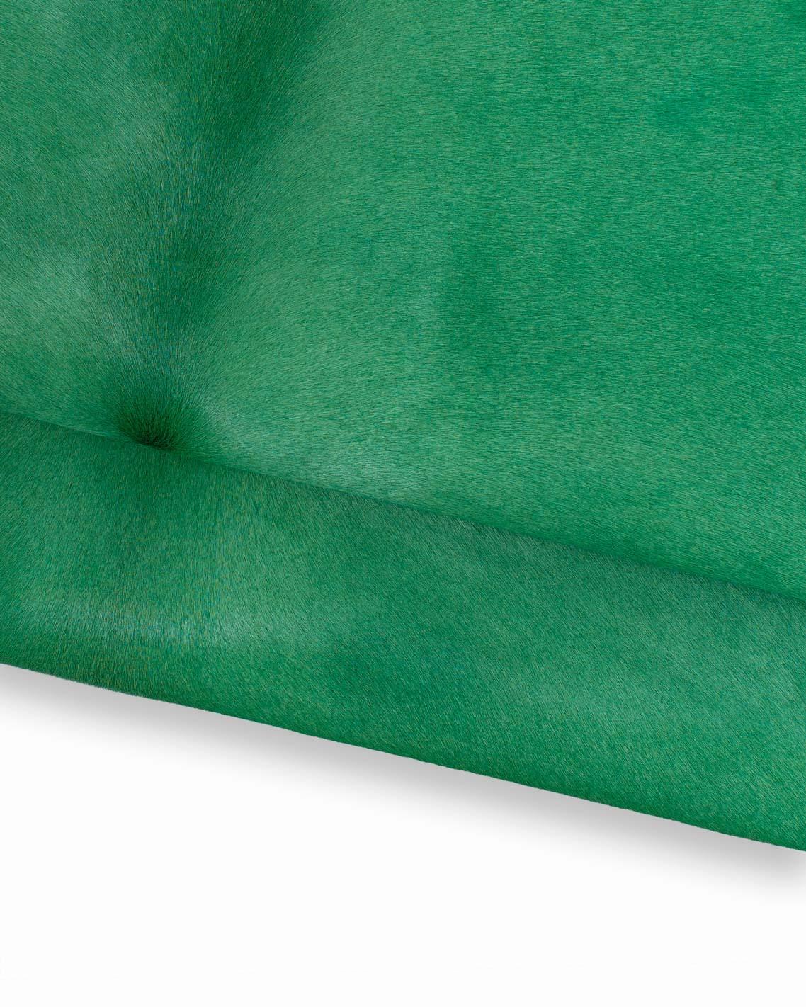 Emerald green solid color HAIR ON leather hide, short hair pony CALFSKIN, soft cowhide for diy projects B19005-cv La Garzarara