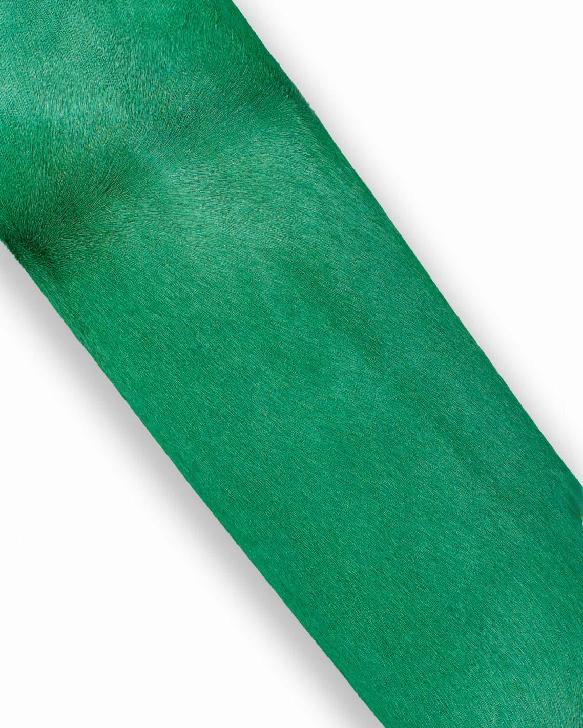 Emerald green solid color HAIR ON leather hide, short hair pony CALFSKIN, soft cowhide for diy projects B19005-cv La Garzarara