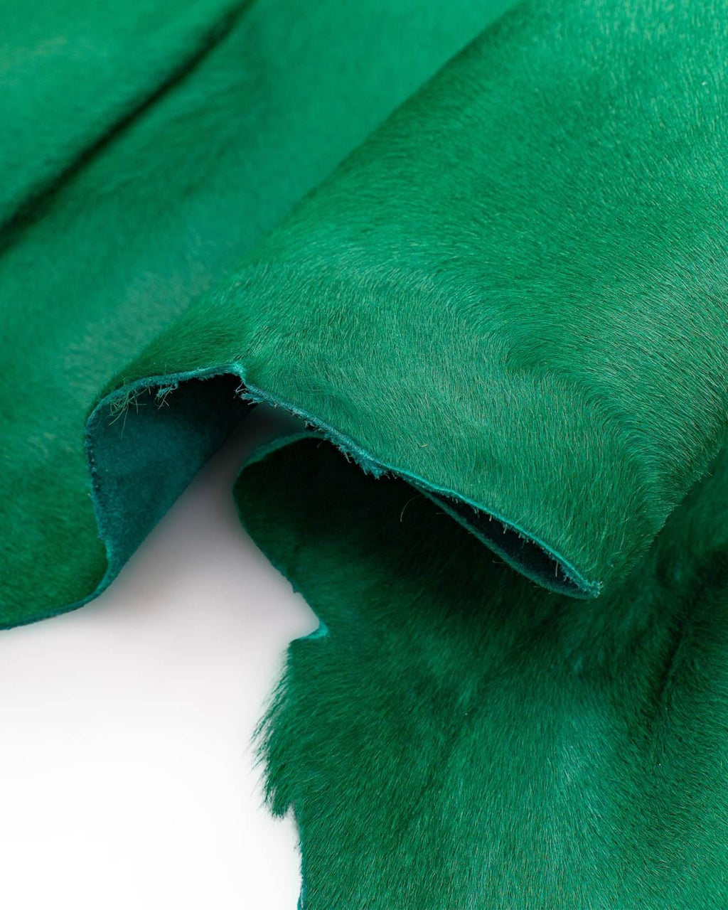 Emerald green solid color HAIR ON leather hide, short hair pony CALFSKIN, soft cowhide for diy projects B19005-cv La Garzarara