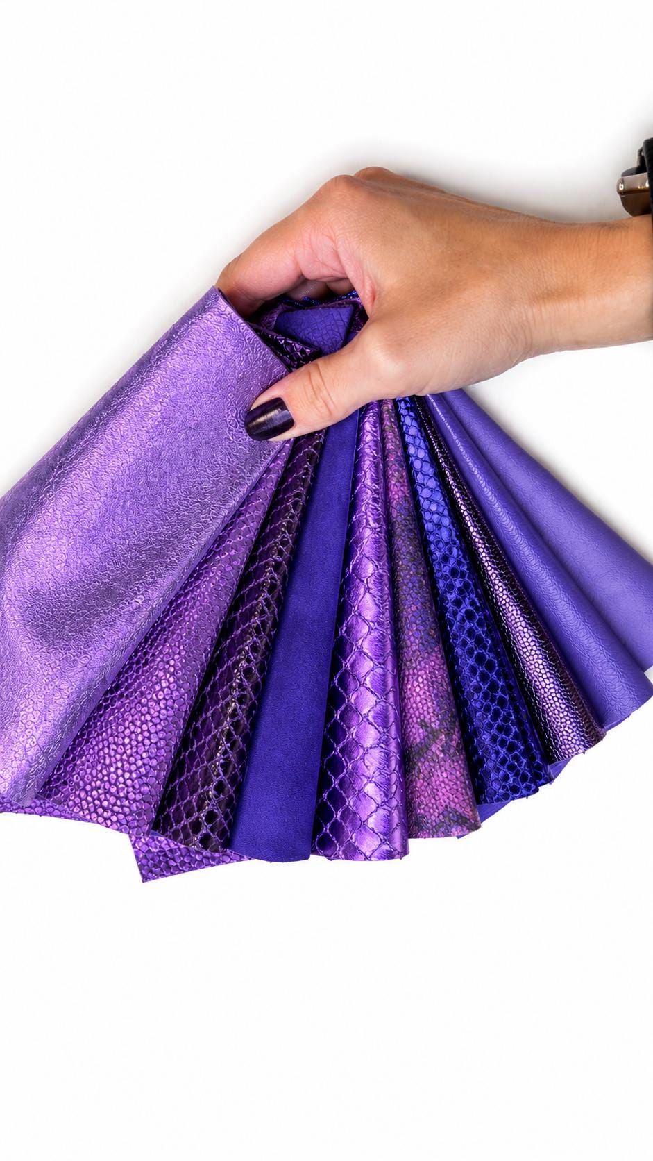 PURPLE LILAC LAVENDER Offcuts, Smooth Metallic and Printed Leather Pieces, 10 Random Scraps 6x5"/15x12 cm 10x8"/25x20 cm PREMIUM1